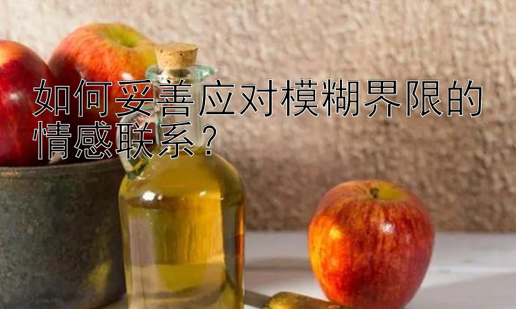 如何妥善应对模糊界限的情感联系？