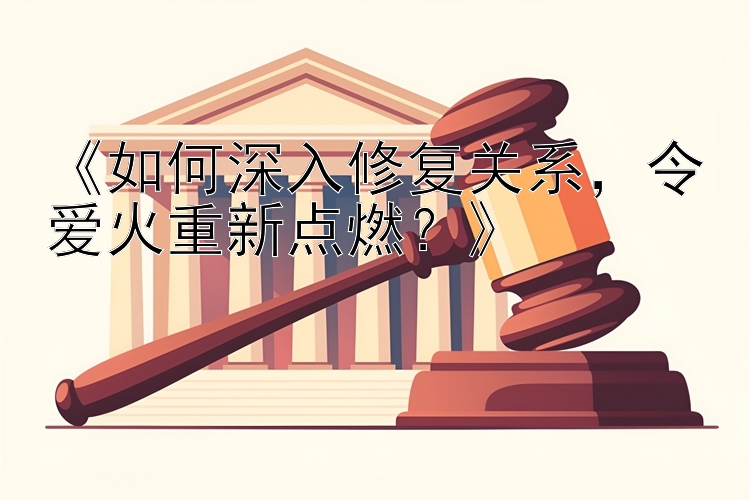 《如何深入修复关系，令爱火重新点燃？》