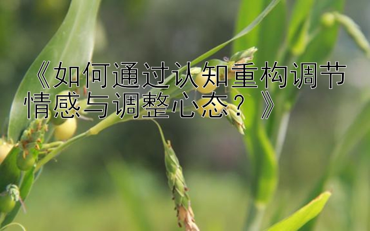 《如何通过认知重构调节情感与调整心态？》