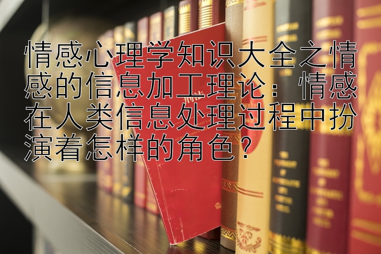 情感心理学知识大全之情感的信息加工理论：情感在人类信息处理过程中扮演着怎样的角色？